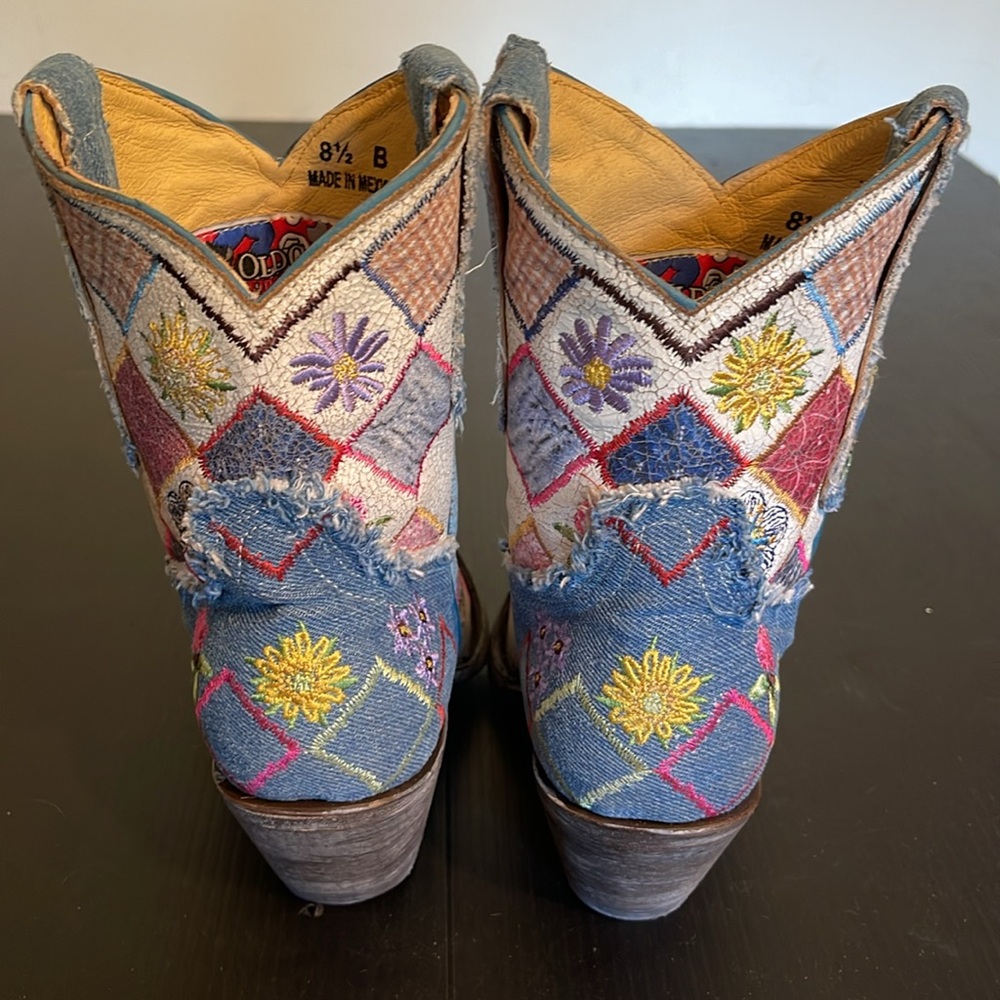 Colorful Patchwork Women's Cowboy Boots - Picture 4 of 7